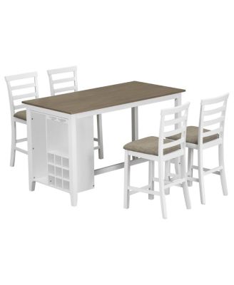 Streamdale Rubberwood Dining Set with Padded Chairs