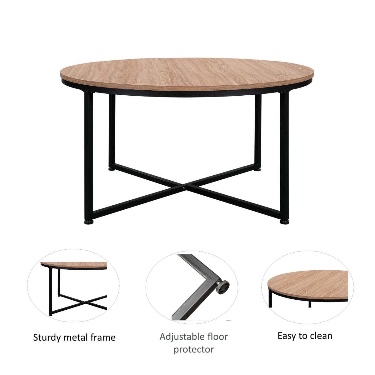 Streamdale Furniture Modern Round Metal Coffee Table