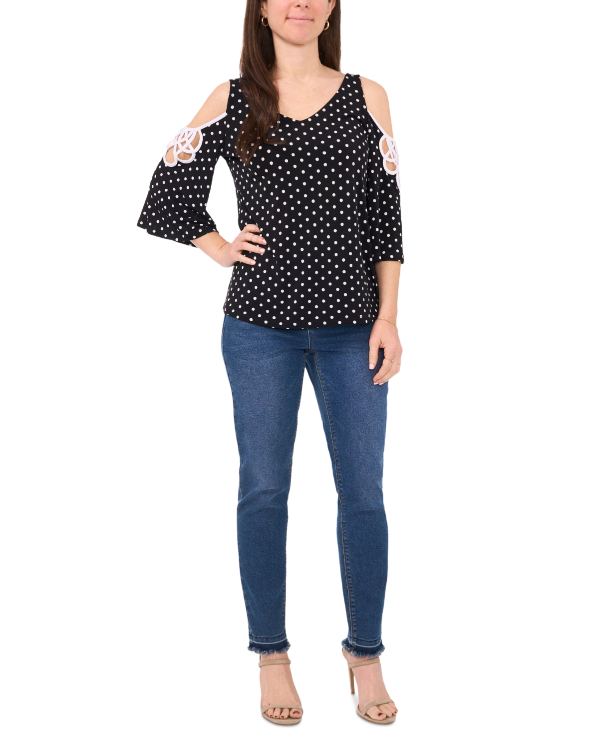 Sam & Jess Petite Knit Cold-Shoulder Top -White