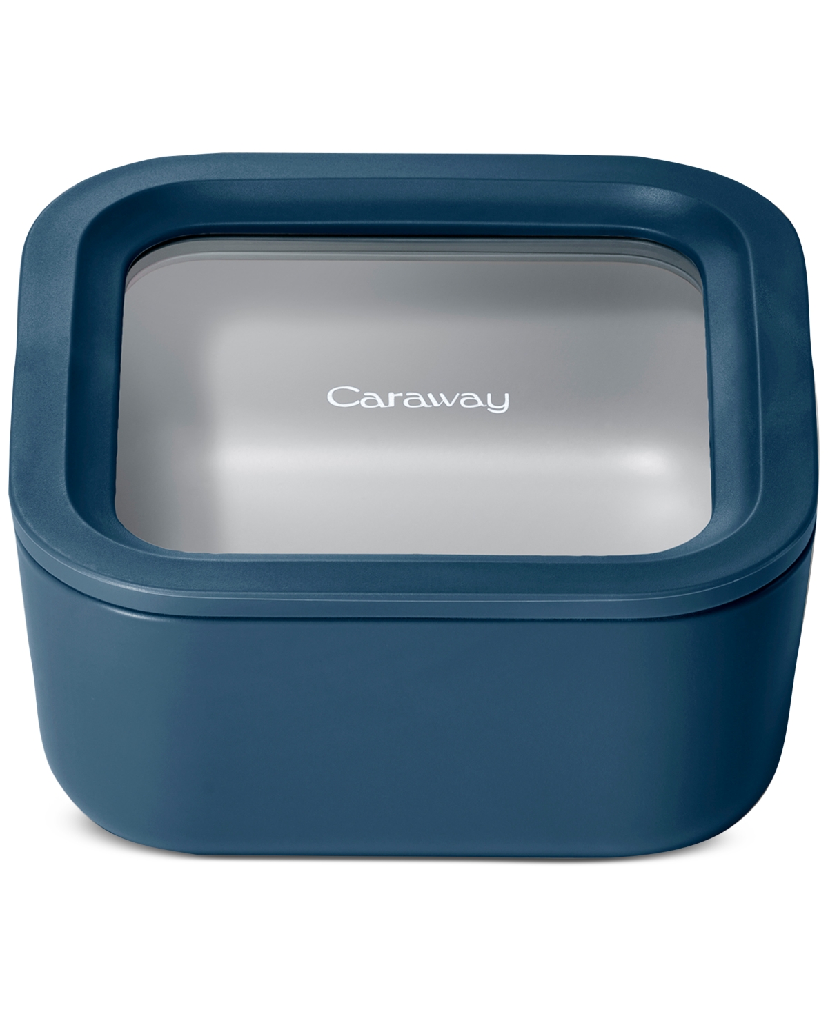 Shop Caraway 4.4-cup Square Glass Food Storage & Lid In Navy
