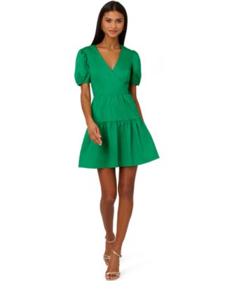 Adrianna by Adrianna Papell Women's Faux-Wrap Tiered Dress - Macy's