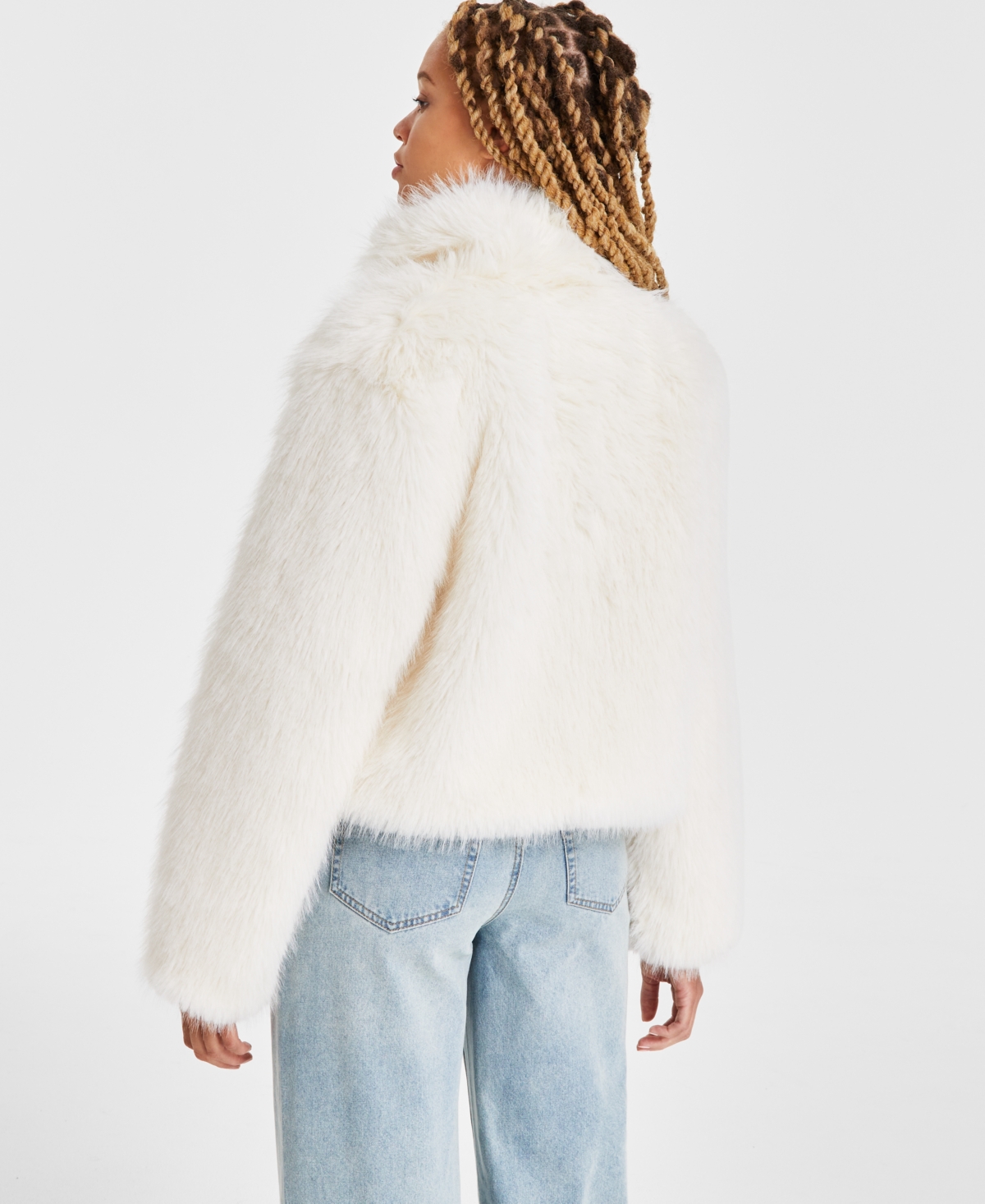 Maralyn & Me Juniors' Cropped Faux-Fur Long-Sleeve Coat