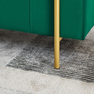 Green Velvet Storage Bench with Iron Legs