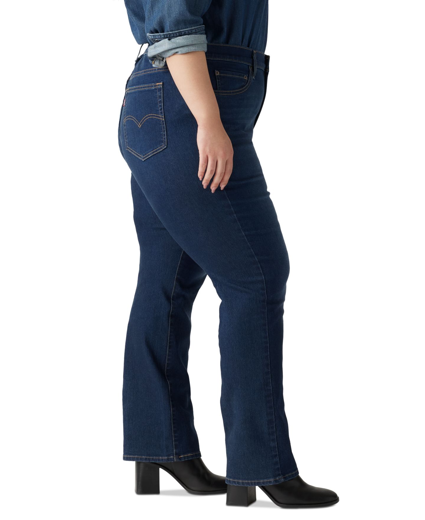 Женские джинсы Levi's Plus Size Chelsea High-Rise Straight-Leg, цвет: Карбоновый сияющий — фото 6