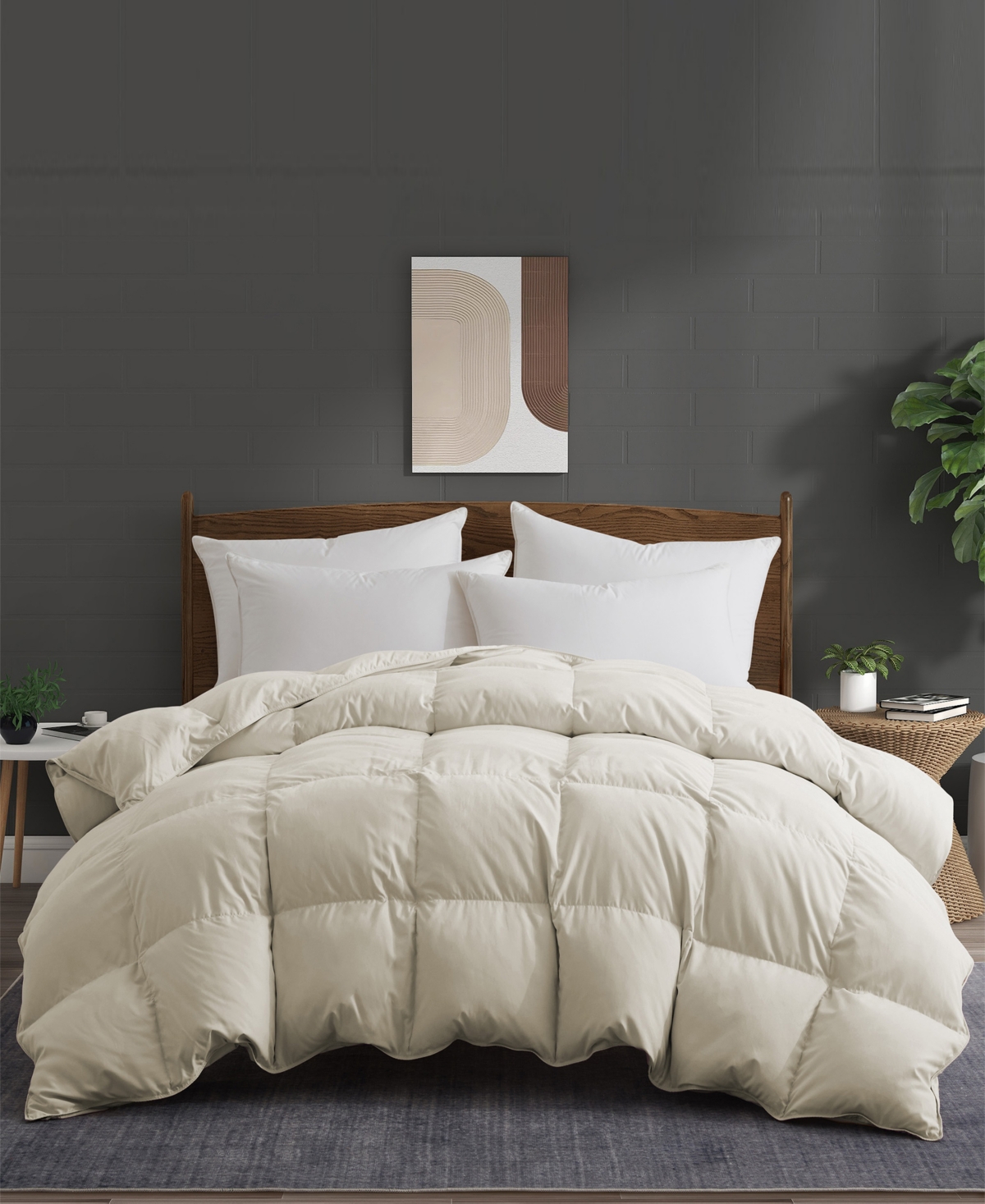 Unikome 360 Thread Count All Season Goose Down Feather Comforter, Twin In Cream