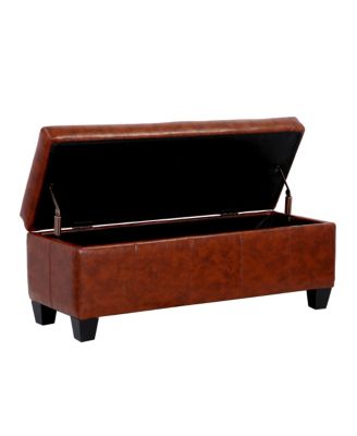 42" Storage Ottoman Faux Leather Bench for Living Room Bedroom