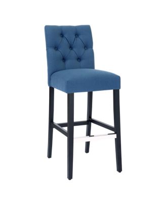 29" Upholstered Linen Fabric Tufted Bar Stool Chair