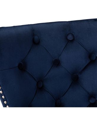 Tufted Upholstered Velvet Bar Stool with Metal Footrest