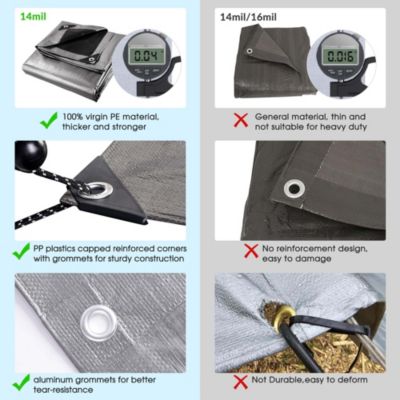 16x20 Ft 14 Mil Poly Tarp Protective Cover Tarpaulin Heavy Duty UV Resistant