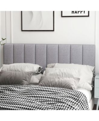 Adjustable Width Linen Upholstered Solid Wood Leg Headboard