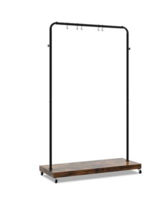 Slickblue Rolling Garment Rack with Hanging Hooks and Bottom Storage ...