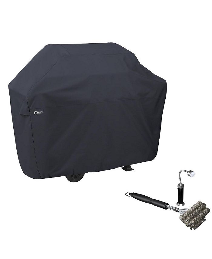 Classic Accessories BBQ Grill Cover with Coiled Grill Brush & Magnetic ...