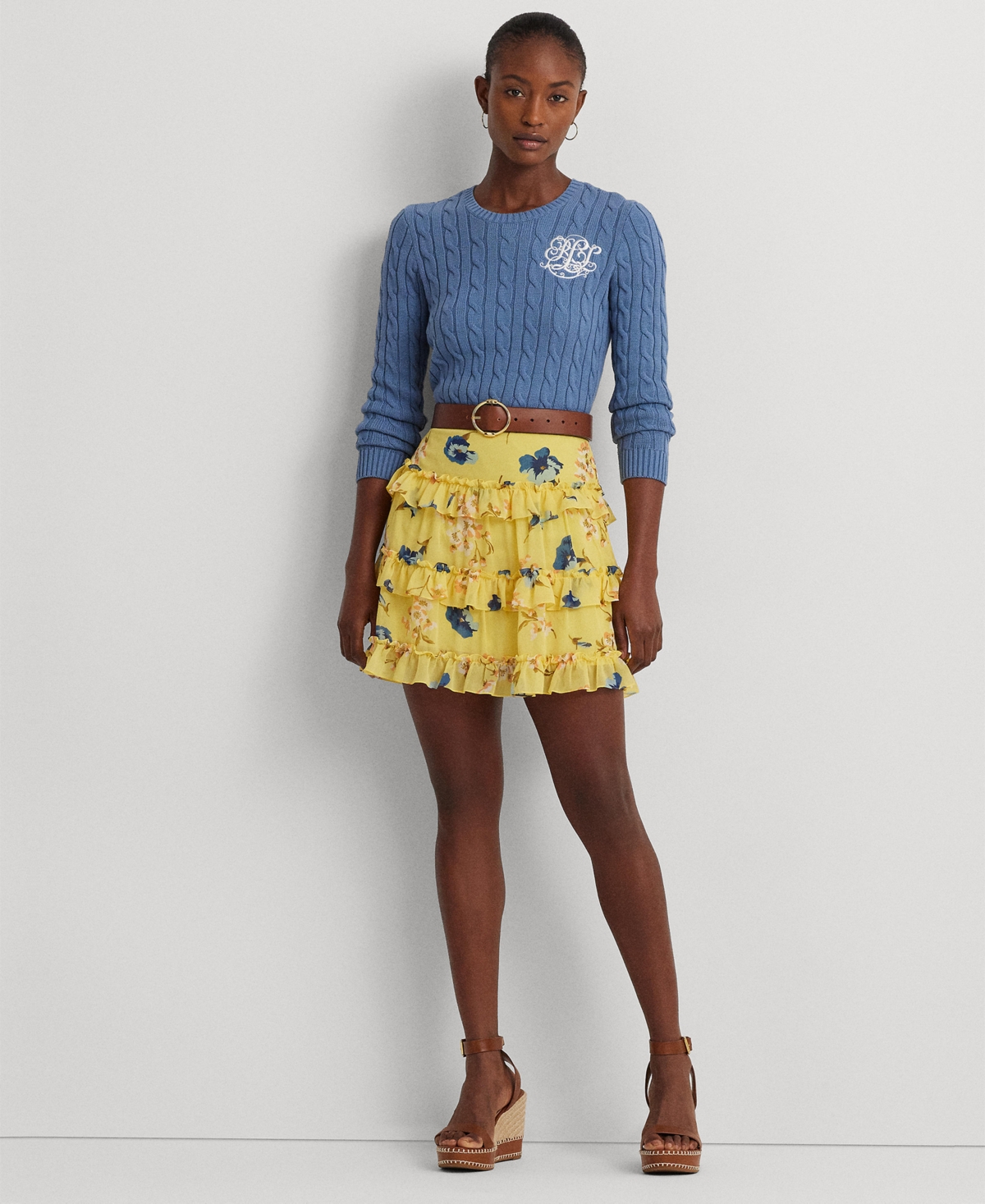 Shop Lauren Ralph Lauren Women's Ruffled Miniskirt In Yellow