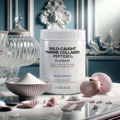 Marine Collagen Protein Powder Supplement Platinum - Biotin 10,000 mcg, Vitamin C, D3 & B6, Keratin, Hyaluronic Acid, Niacin, 11.50 oz