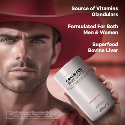 Grass Fed Beef Liver Supplement Superfood, Freeze Dried Non-Defatted, Desiccated Beef Liver Glandulars Bovine Pills Beef Vitamins 180 Capsules