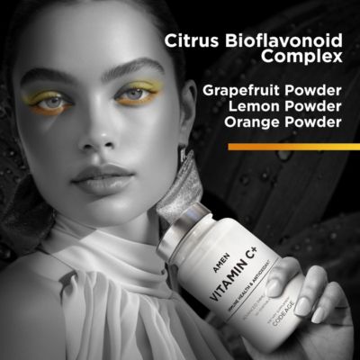 Amen Vitamin C+ Supplement with Zinc, Bioflavonoids, Quercetin, Rose HIPS, Elderberry, Non-GMO, 2 Months Supply - 120 Capsules