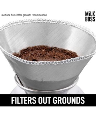 Milk Boss Pour Over Coffee Filter - Permanent Paperless Stainless Steel Reusable Coffee Filter
