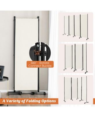 4-Panel Folding Room Divider 6 Feet Rolling Privacy Screen with Lockable Wheels
