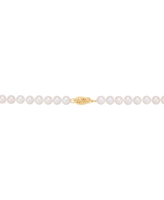 Cultured Freshwater Pearl (5 & 8-1/2mm) & Diamond (1/5 ct. t.w.) Ribbon 17" Collar Necklace in 10k Gold