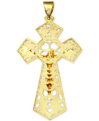 Filigree Crucifix Fancy Openwork Cross Pendant in 10k Gold