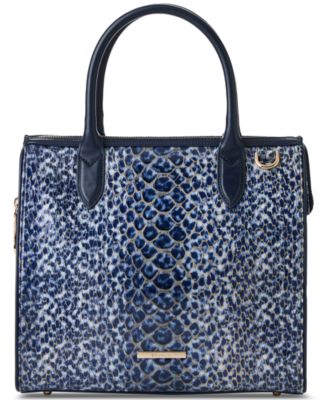 Brahmin - Caroline Navy Meadowport Small Leather Satchel