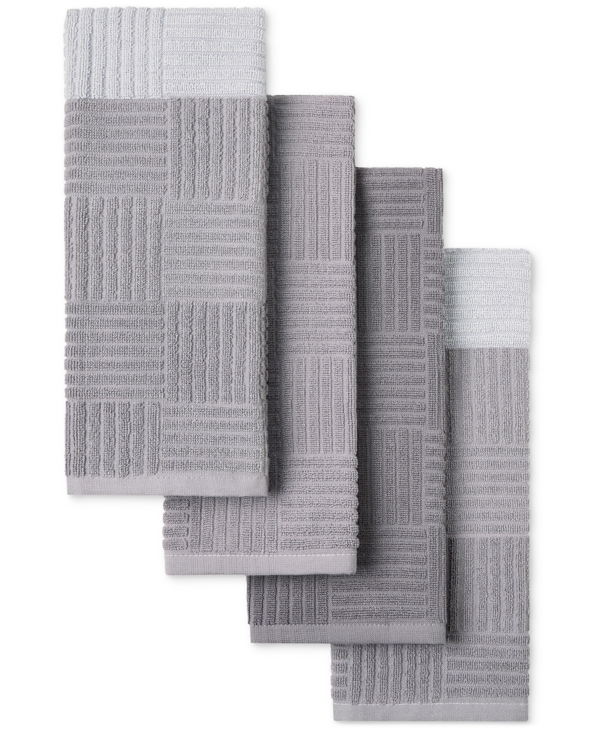 Shop Town & Country Living Basics Basketweave Kitchen Towel, Set Of 4 In Grey