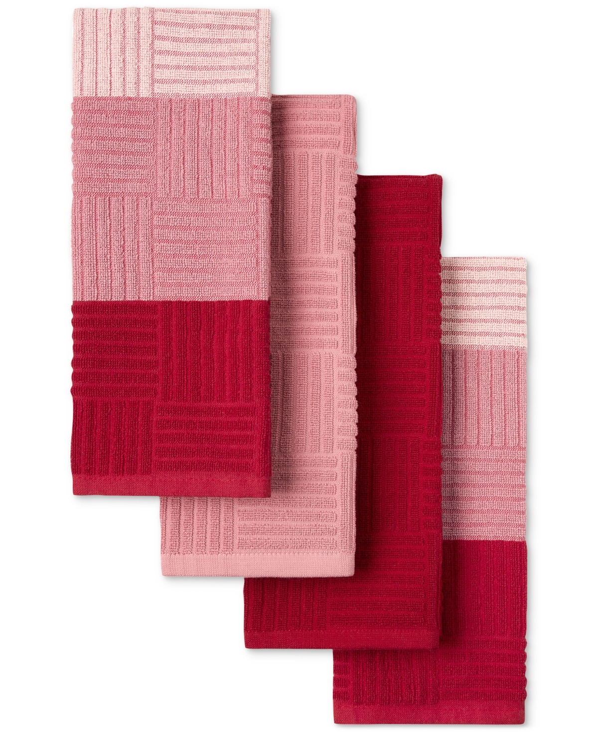 Shop Town & Country Living Basics Basketweave Kitchen Towel, Set Of 4 In Red