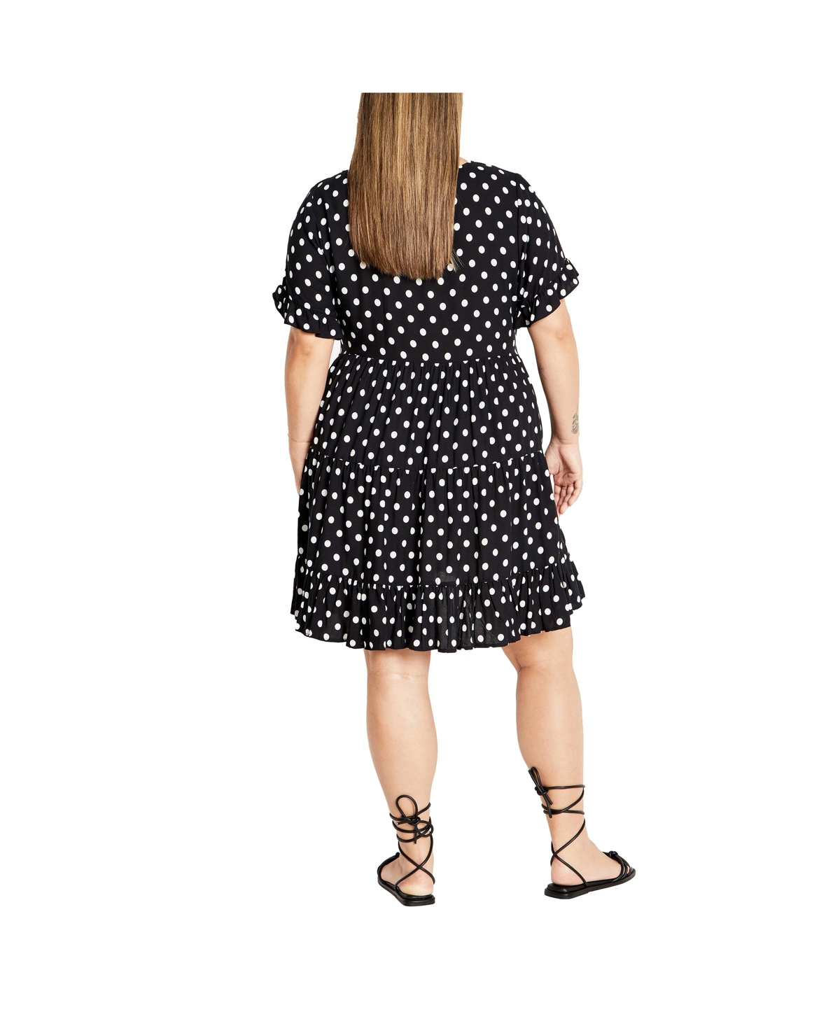 City Chic Women's Nikki Print Dress - Black  white spot