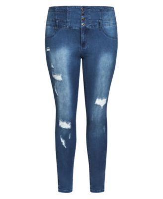 Plus Size Asha Rip Corset Skinny Jean
