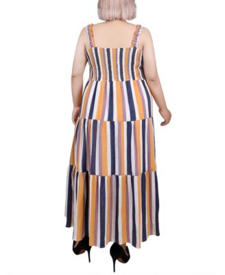 Plus Size Smocked-Bodice Tiered Dress