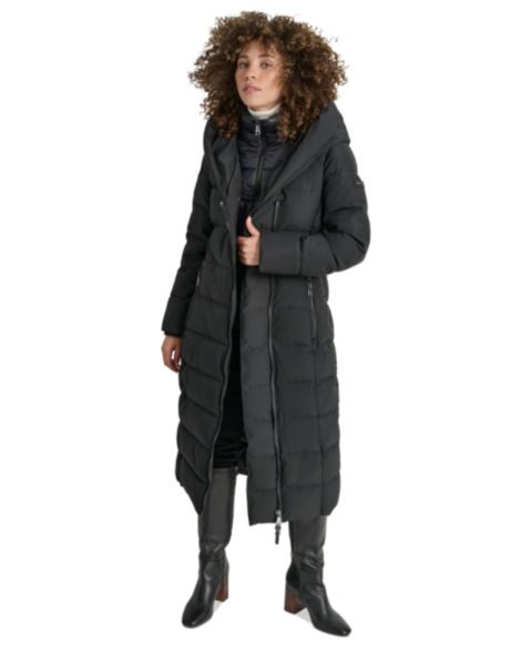 Женские куртки DKNY Bibbed Shawl Collar Hooded Puffer Coat