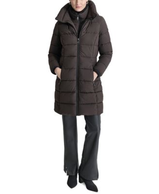 DKNY Women s Bibbed Hooded Zip Front Puffer Coat Macy s