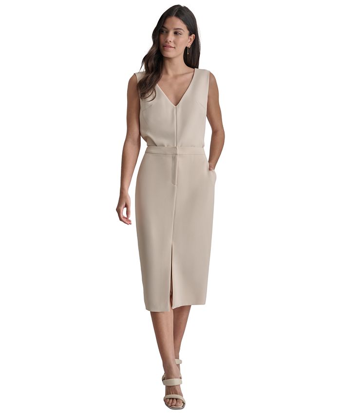 Jupe Cintrée DKNY En Laine Et Élasthanne - Taille 10 - Bleu Marine - Occasion Très Bon État