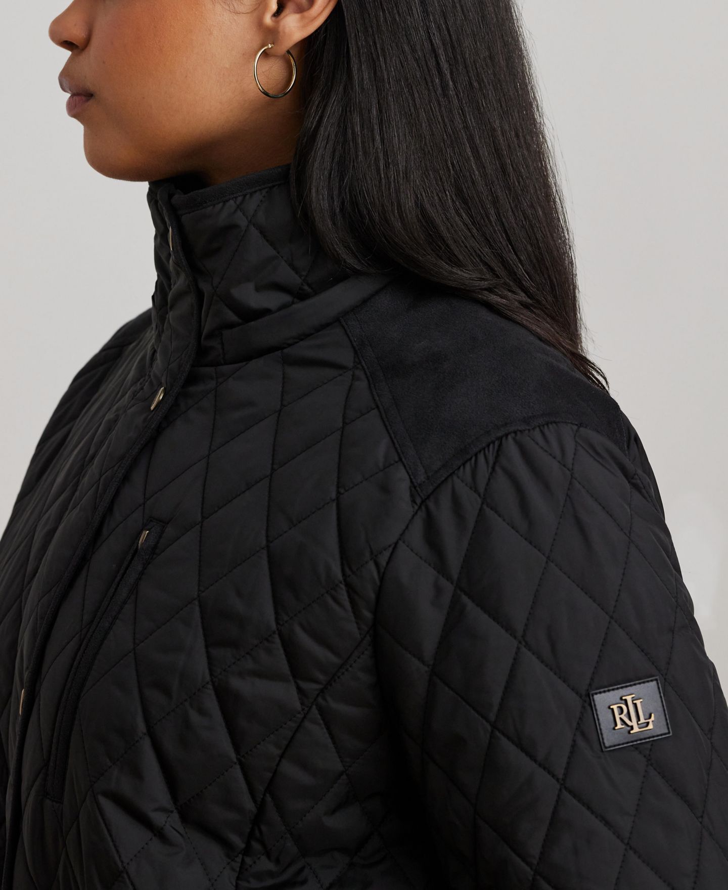 Женское пальто Lauren Ralph Lauren Plus Size Hooded Anorak Quilted Coat, Created for Macy's, цвет: Чёрный — фото 3