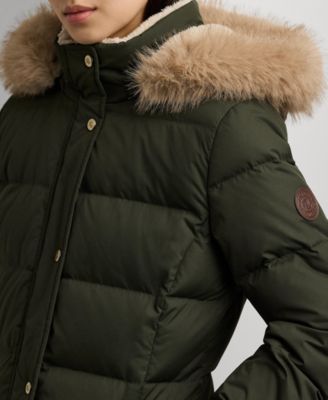 Lauren Ralph Lauren Women's Faux-Fur Hooded Puffer Coat - Macy's