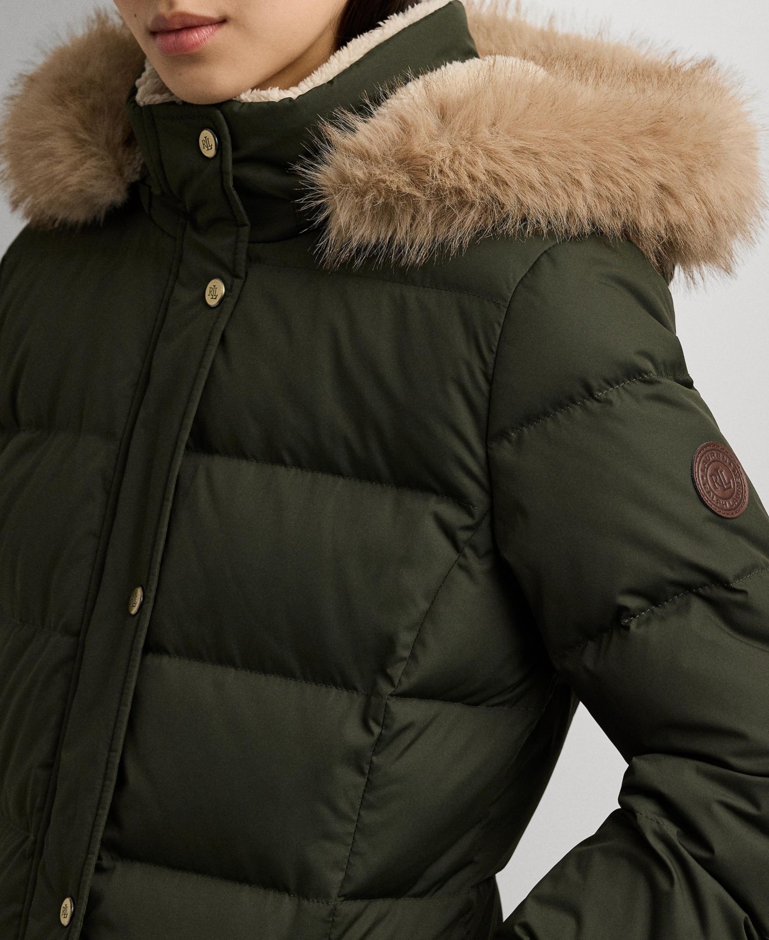 Petite Faux-Fur Hooded Puffer Coat