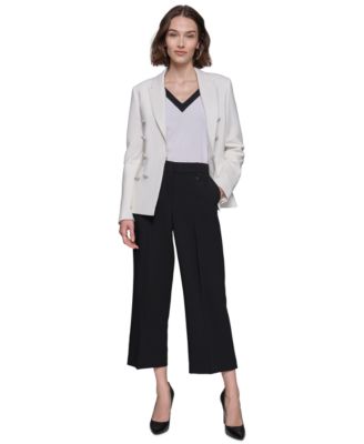 KARL LAGERFELD PARIS - Women's Peak-Lapel Faux-Double-Breasted Jacket