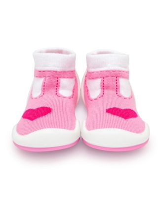 Infant Girl Breathable Washable Non-Slip Sock Shoes T-Strap Heart