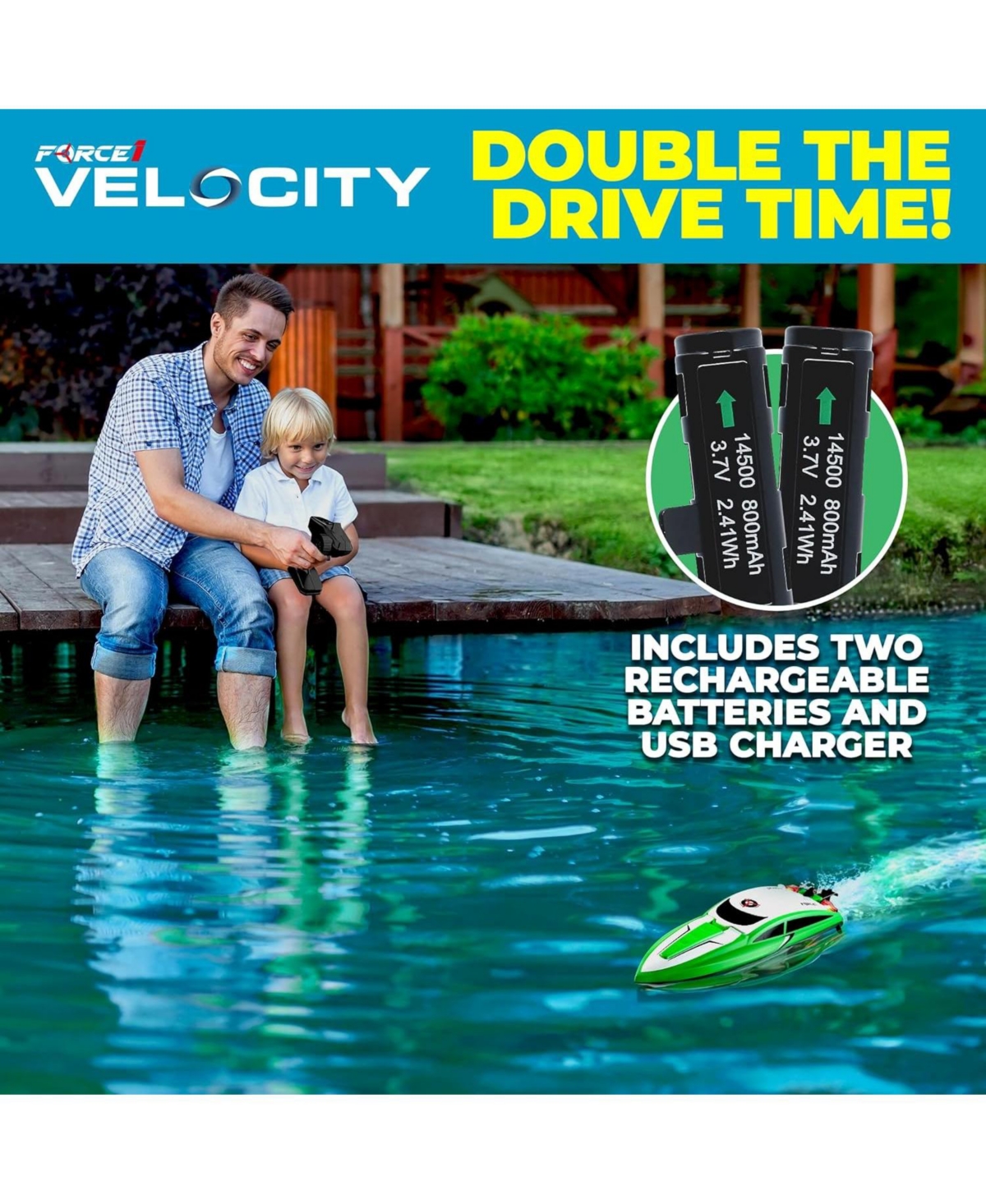 Force1 Velocity Fast Rc Boat -- Green