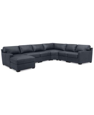 Radley 141" 6-Pc. Leather Wedge Modular Chaise Sectional