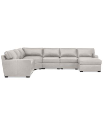 Radley 141" 6-Pc. Leather Wedge Modular Chaise Sectional, Created for Macy's