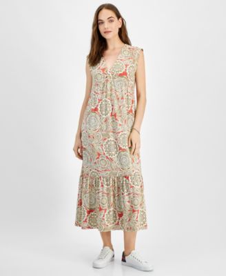 Tommy Hilfiger - Women's Floral-Print V-Neck Tiered Midi Dress