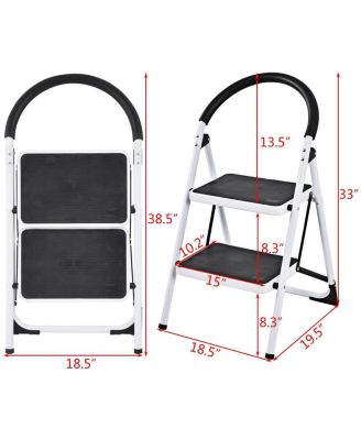 2.75-Foot Folding Step Stool with Iron Frame and Anti-Slip Pedals