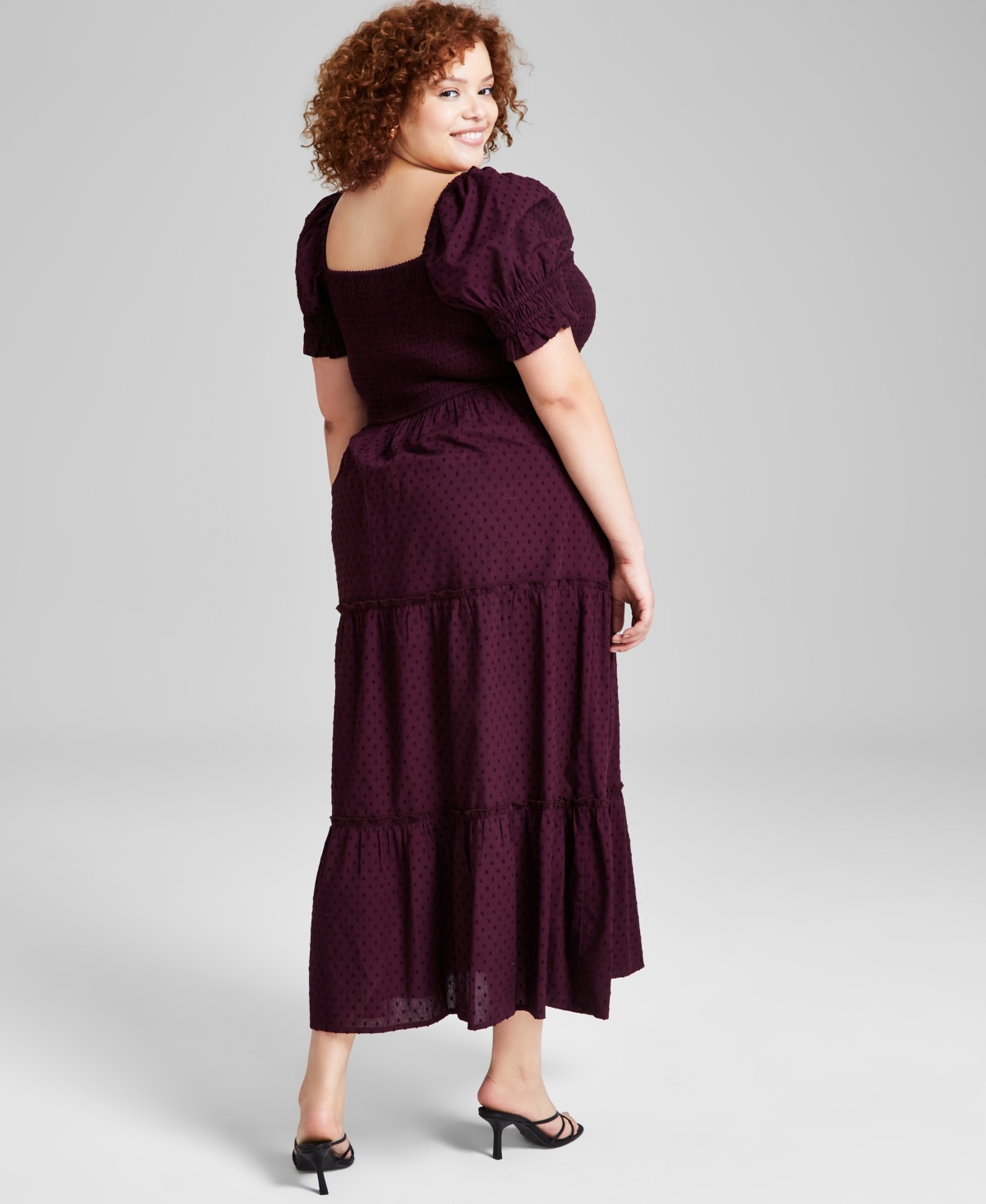And Now This Trendy Plus Size Puff-Sleeve Cotton Tiered Maxi Dress, Created for Macy's