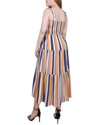 Petite Smocked-Bodice Tiered Midi Dress