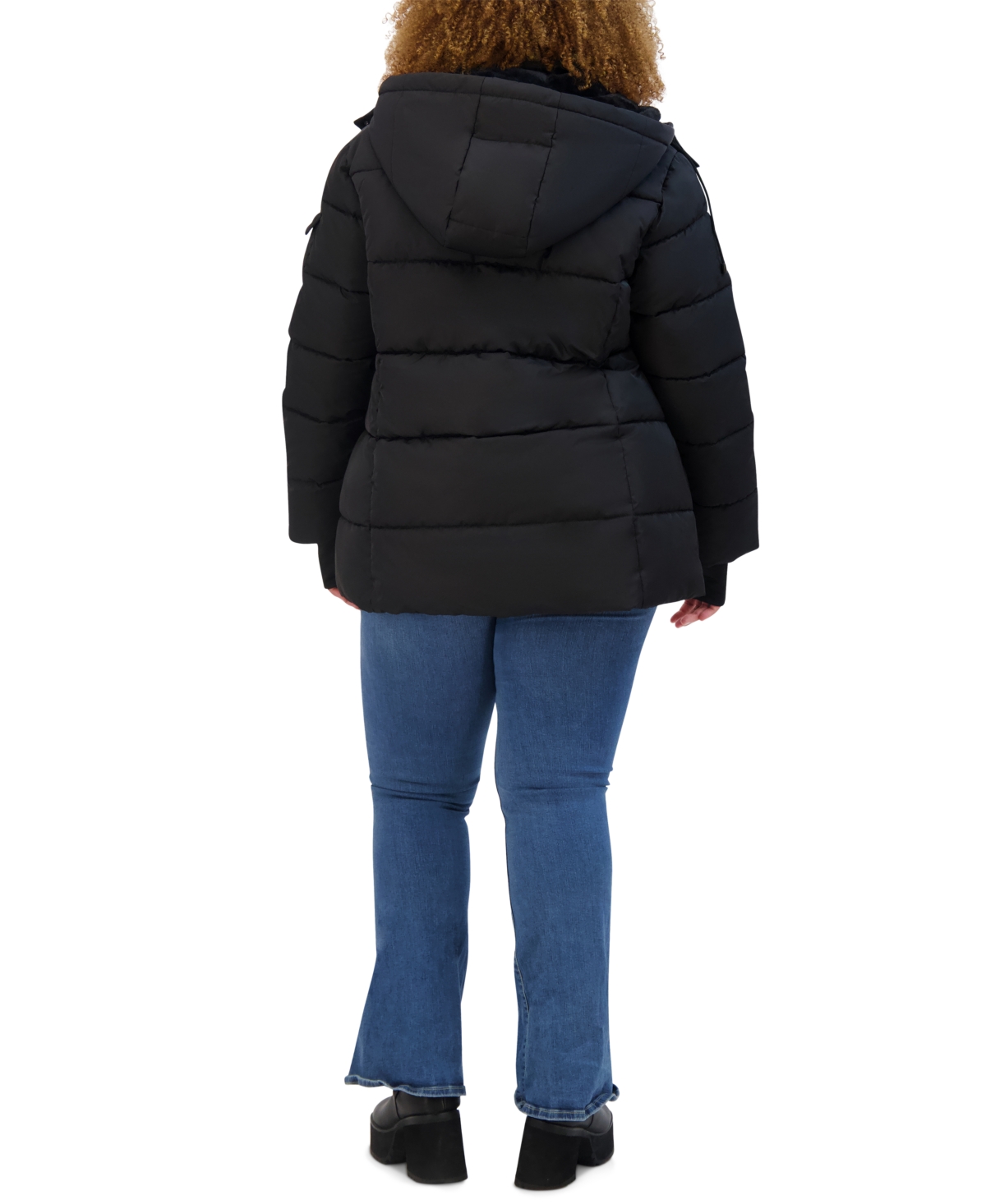 Steve Madden Plus Size Faux-Fur-Trim Hooded Puffer Coat