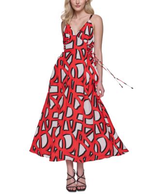 KARL LAGERFELD PARIS - Floral-Print Lace-Up Midi Dress