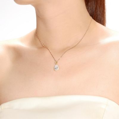 Sterling Silver with Clear Cubic Zirconia in Pear Shaped Pendant