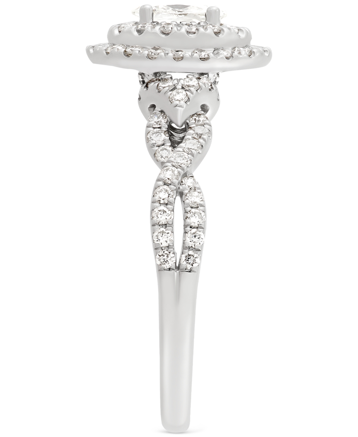 Macy's Diamond Oval Multi-halo Twist Engagement Ring (1 Ct. T.w.) In 14k White Gold In White Gold
