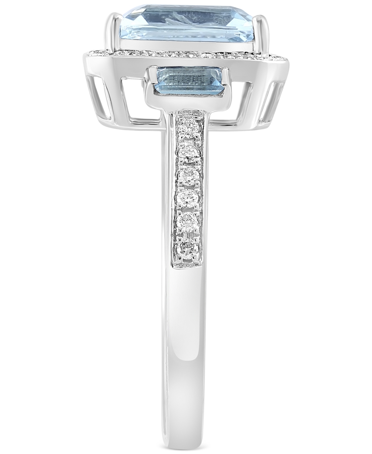 Effy Aquamarine (2-1/5 ct. t.w.), Sky Blue Topaz (1/5 ct. t.w.) & Diamond (1/5 ct. t.w.) Halo Statement Ring in 14k- White Gold